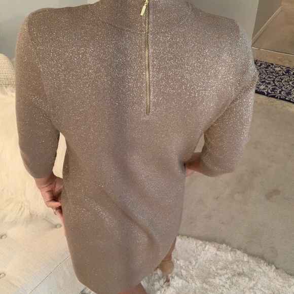 Chico’s Gold tunic or dress. Side slits. Size 1 (8-10). Metallic flecks, sweater - Picture 4 of 4